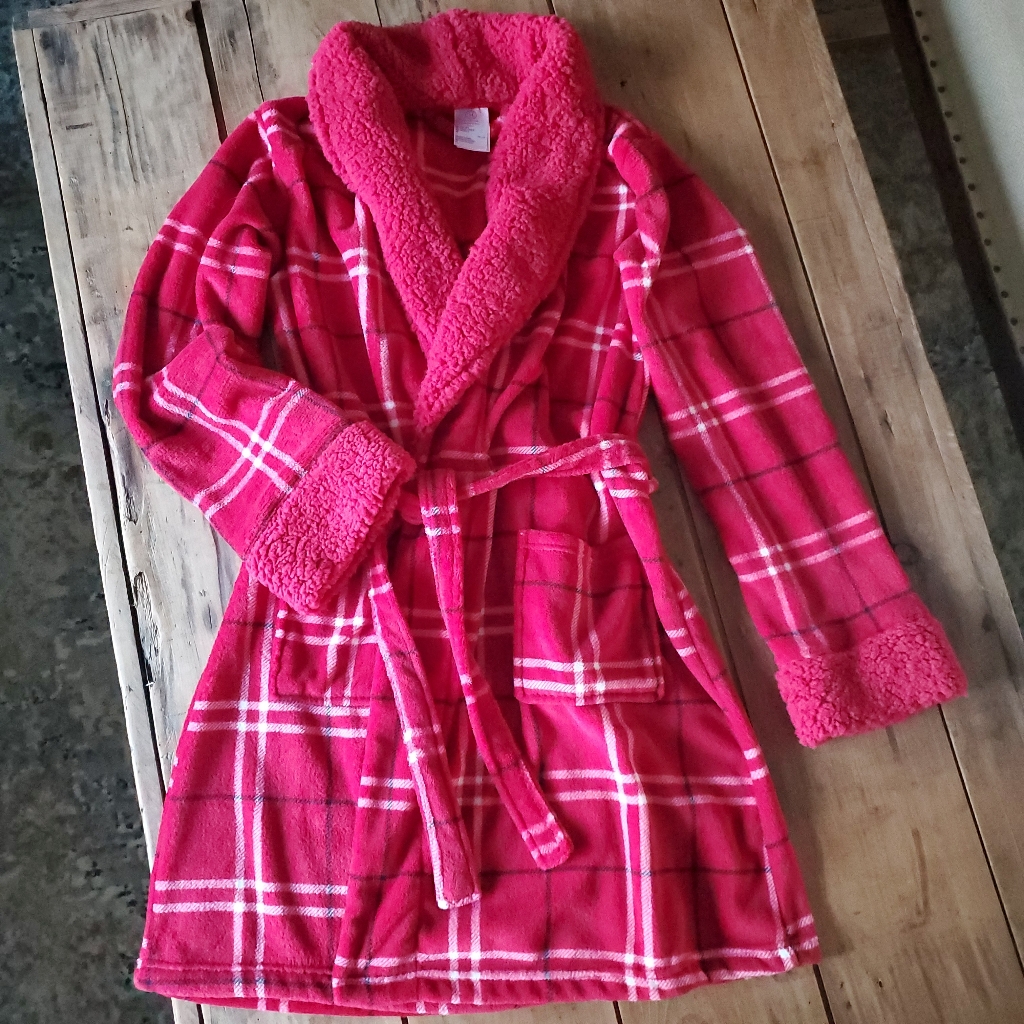 Martha Stewart Collection Robe Plush Womens Red Plaid Martha Stewart Collection Robe Plush Womens Red Plaid